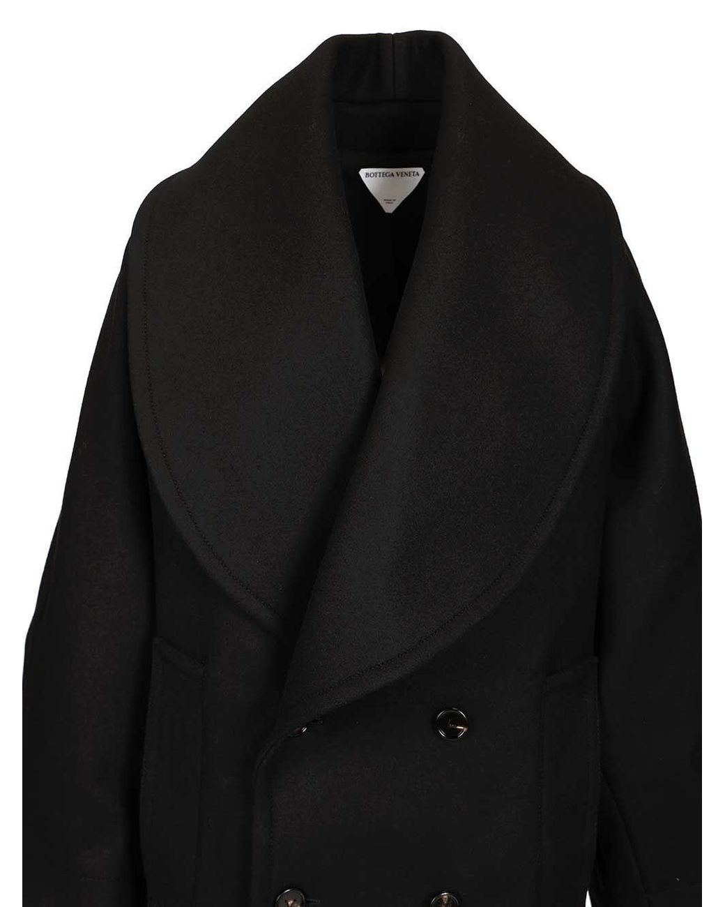 Bottega Veneta Black Double Breasted Felt Coat