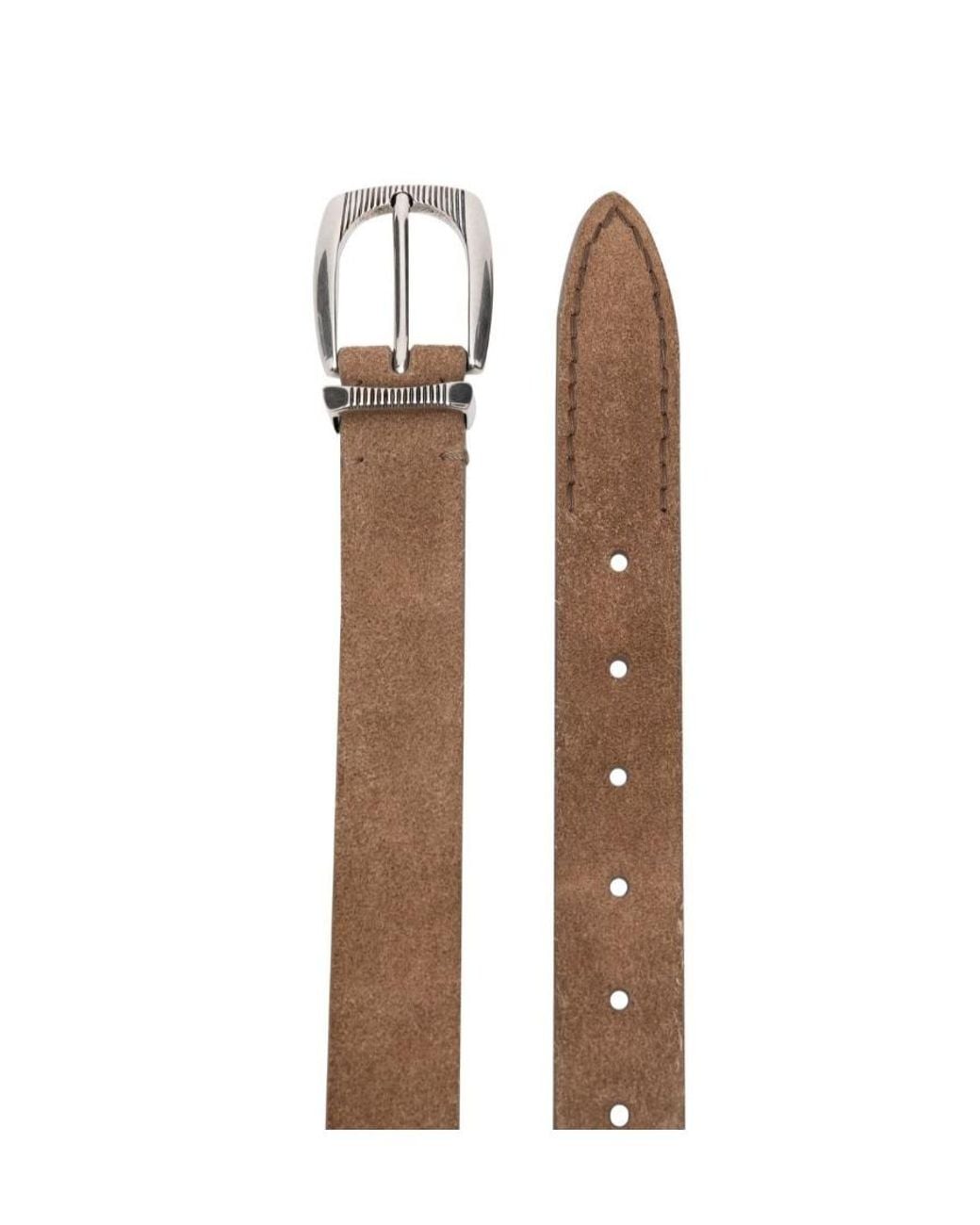 Brunello Cucinelli White Buckle-Fastening Leather Belt for men