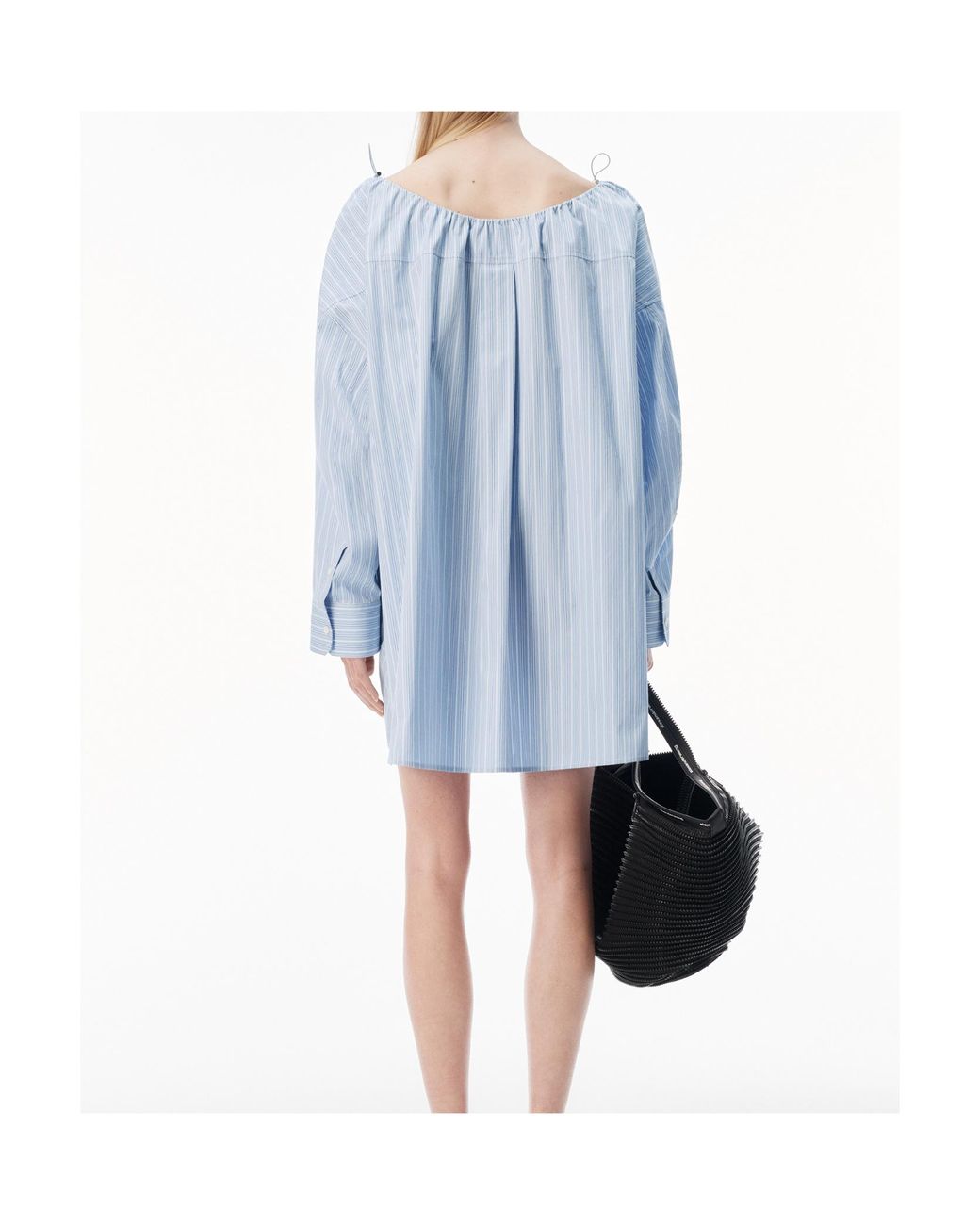 Alexander Wang Blue Bungee Scoop Neck Mini Shirt Dress