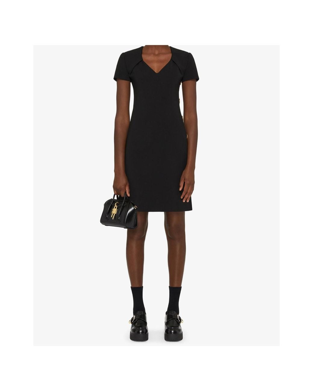 Givenchy Black V-Neck Short-Sleeved Mini Dress