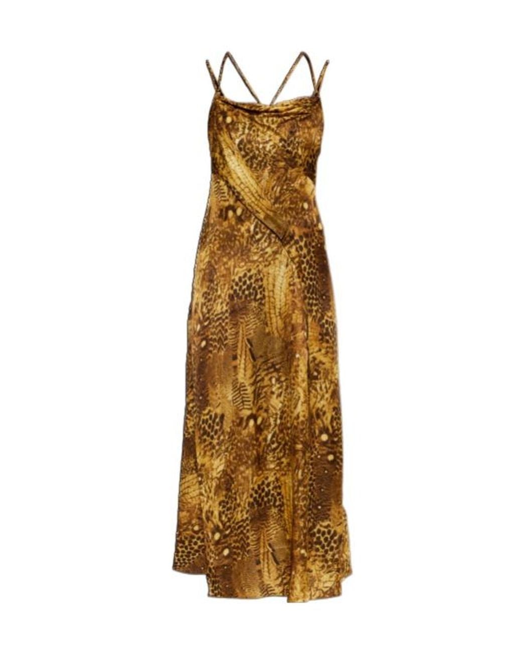 AllSaints Metallic Claire Printed Slip Dress