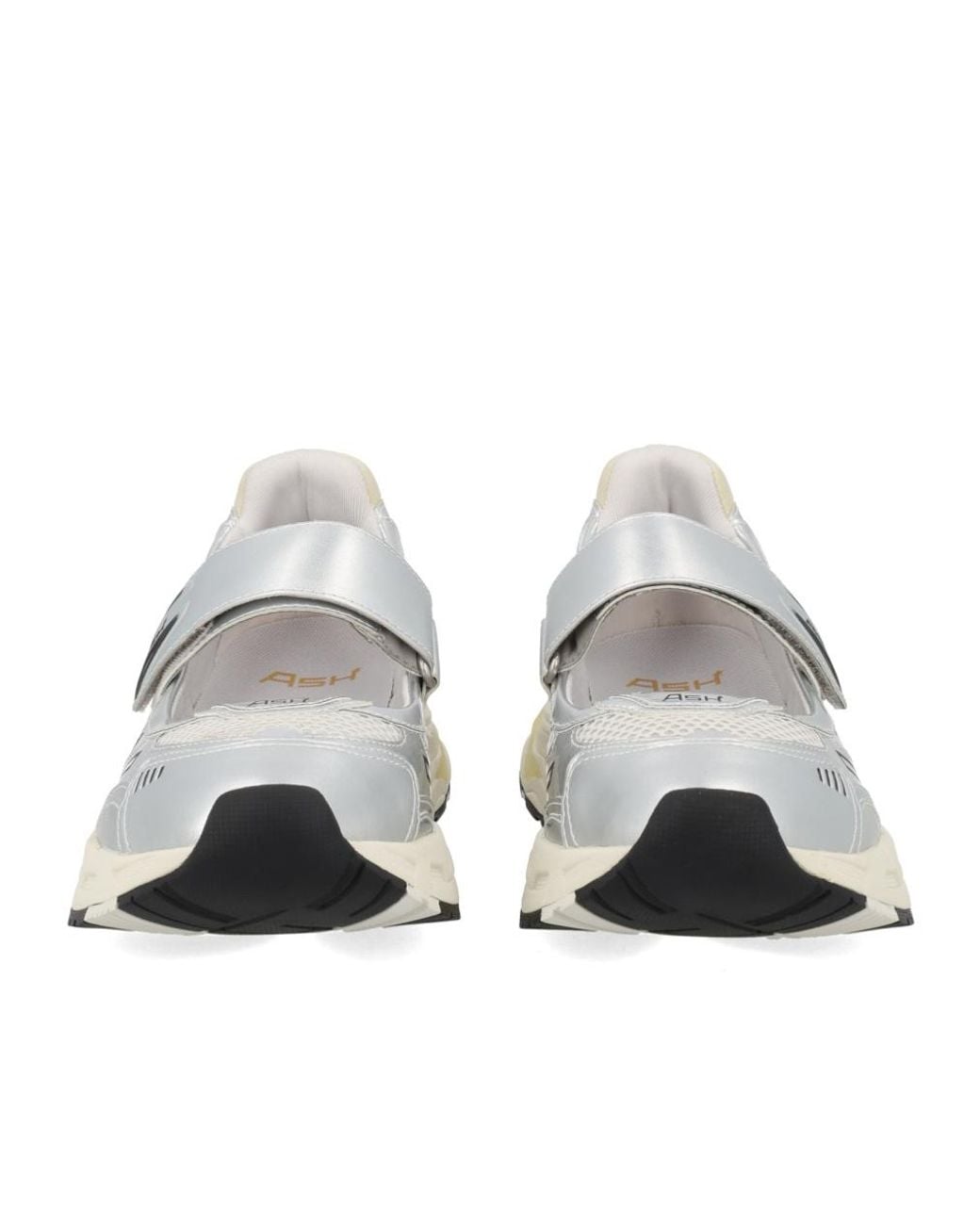 Ash White Touch-Strap Mesh-Panel Slip-Ons