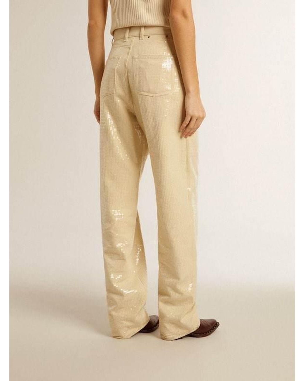 Golden Goose Deluxe Brand Natural Kim Sequin Embellished Jeans