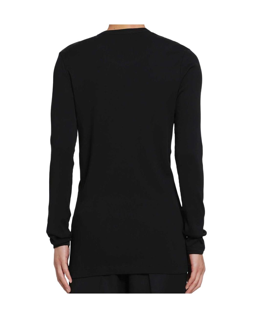 Lemaire Black Ribbed Long Sleeve T-Shirt for men