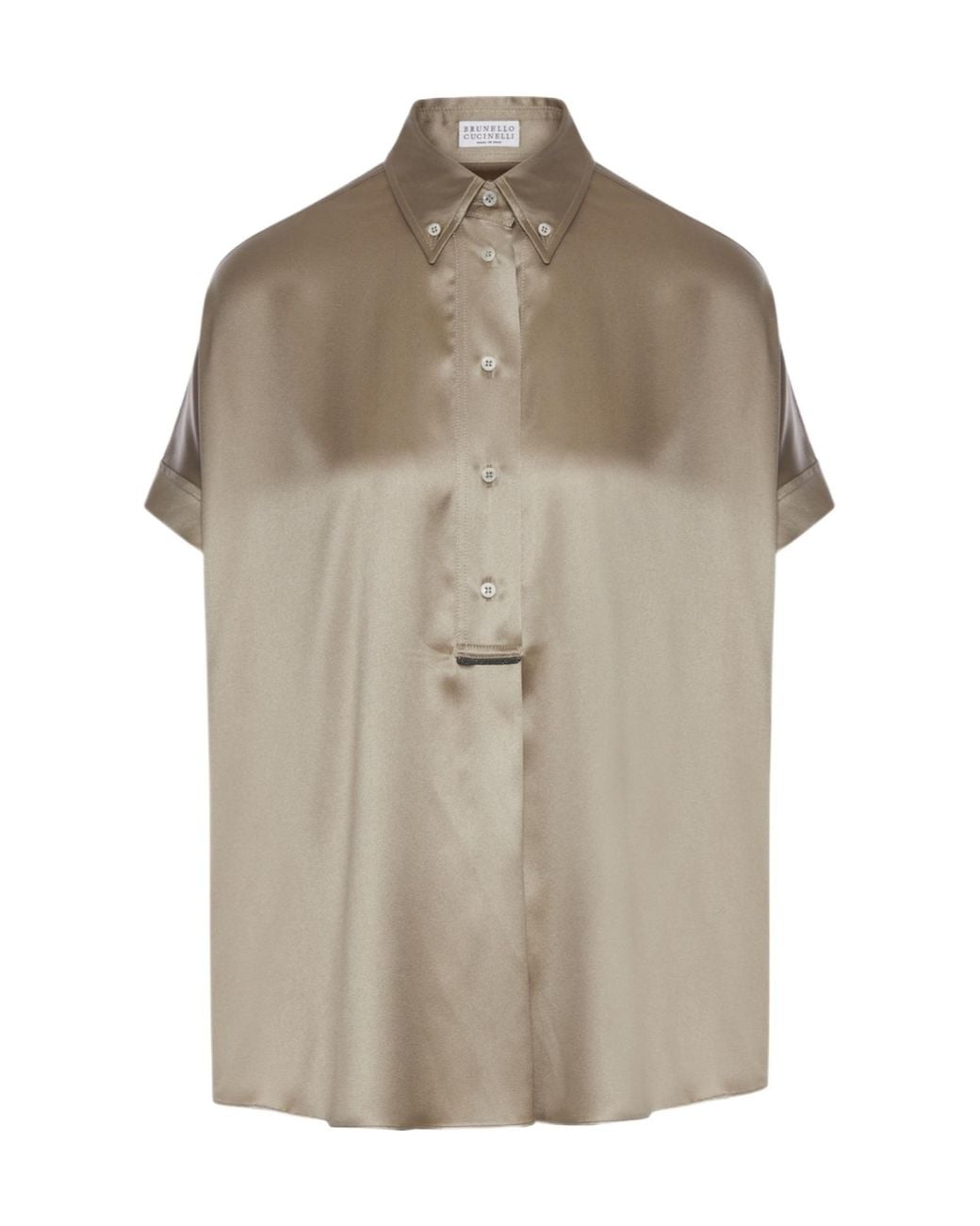 Brunello Cucinelli Gray Short-Sleeved Buttoned Blouse
