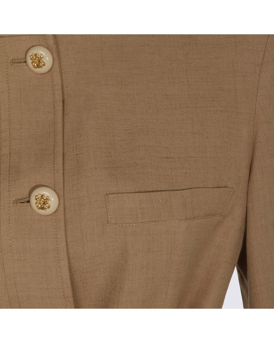 Valentino Natural Belted Button-Up Jacket