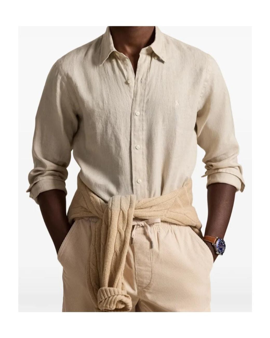 Polo Ralph Lauren White Long Sleeve Linen Shirt for men