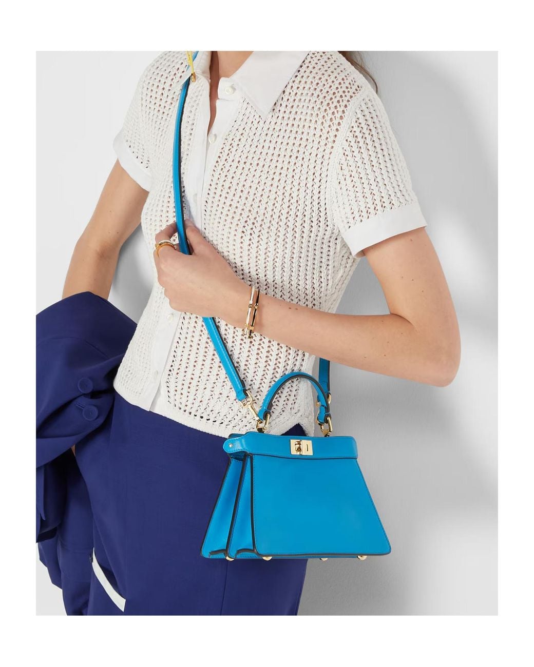 Fendi Blue Peekaboo Iseeu Petite Tote Bag