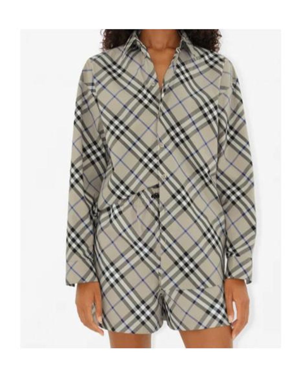 Burberry Gray Checked Long Sleeved Shirt