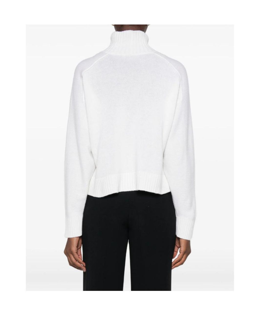 Antonelli White Ribbed Knit Sweater