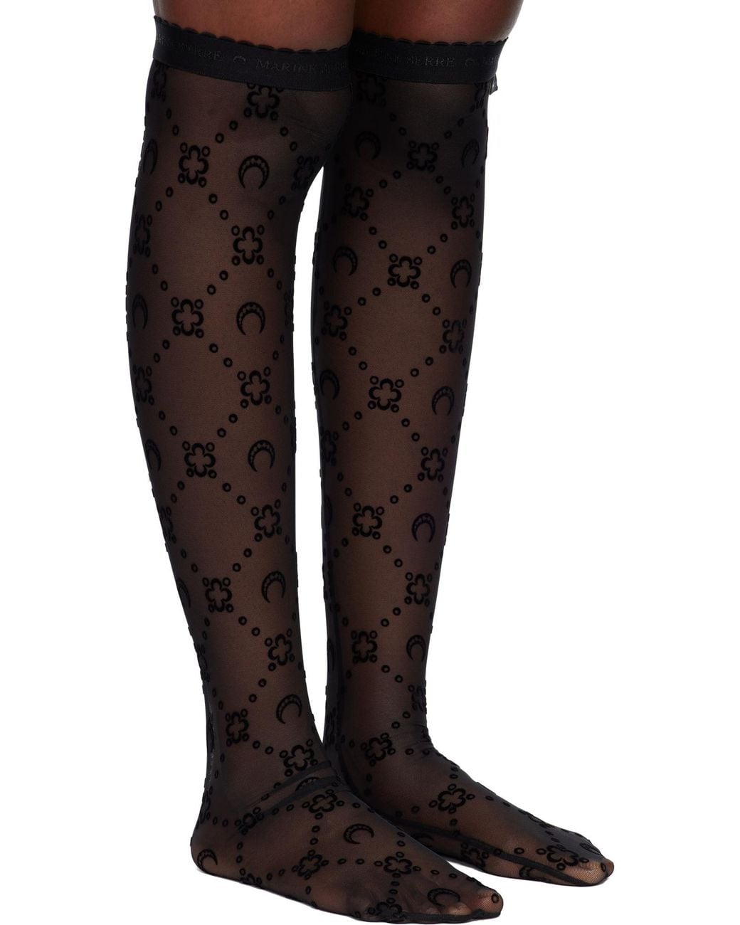 MARINE SERRE Brown Moonogram-Mesh Socks