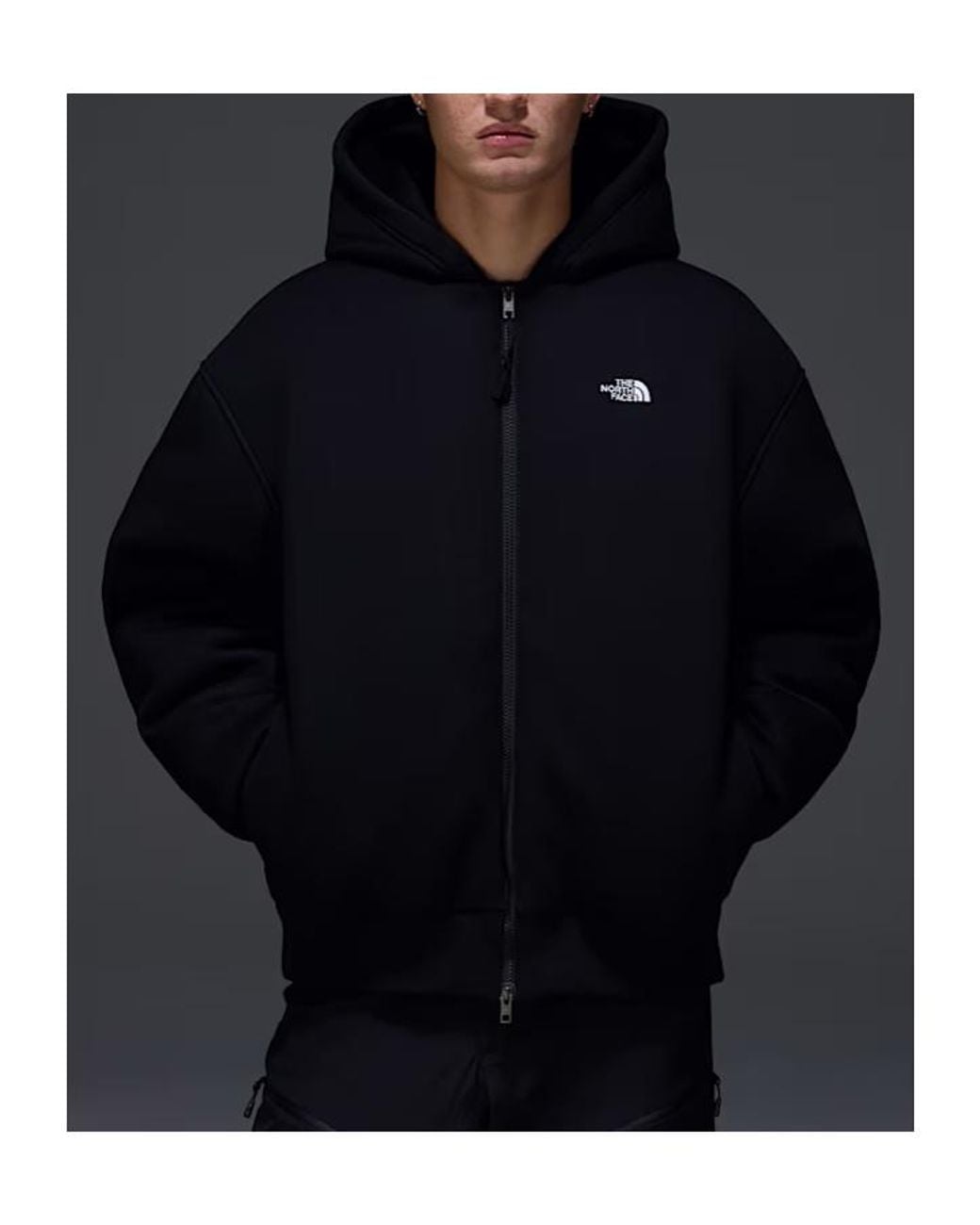 The North Face Blue 'Leather Pack' Hooded Casual Jacket for men