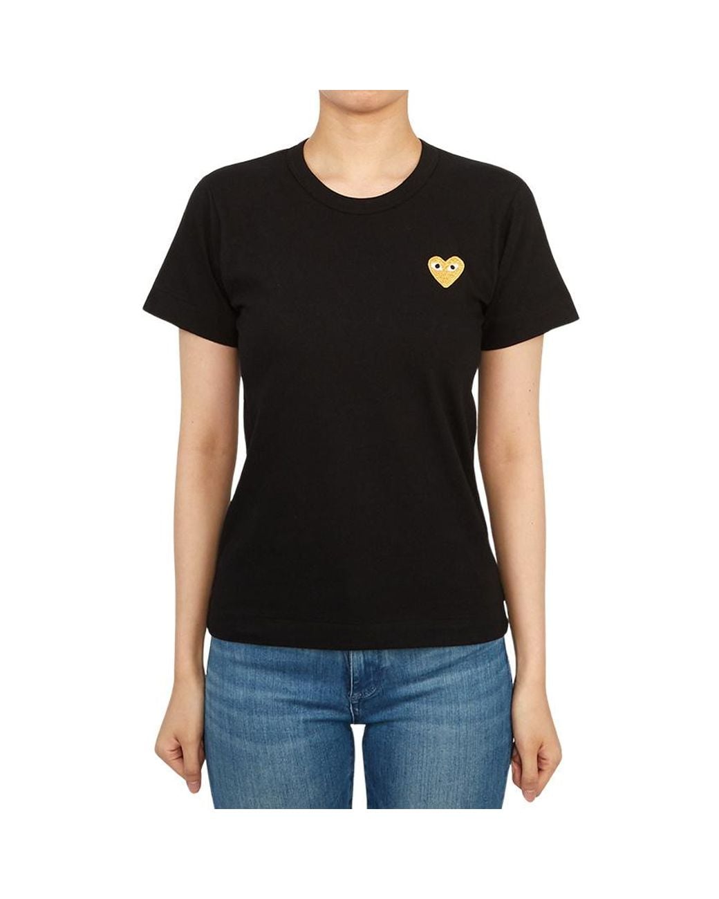 COMME DES GARÇONS PLAY Black Logo Embroidered Crew Neck T-Shirt