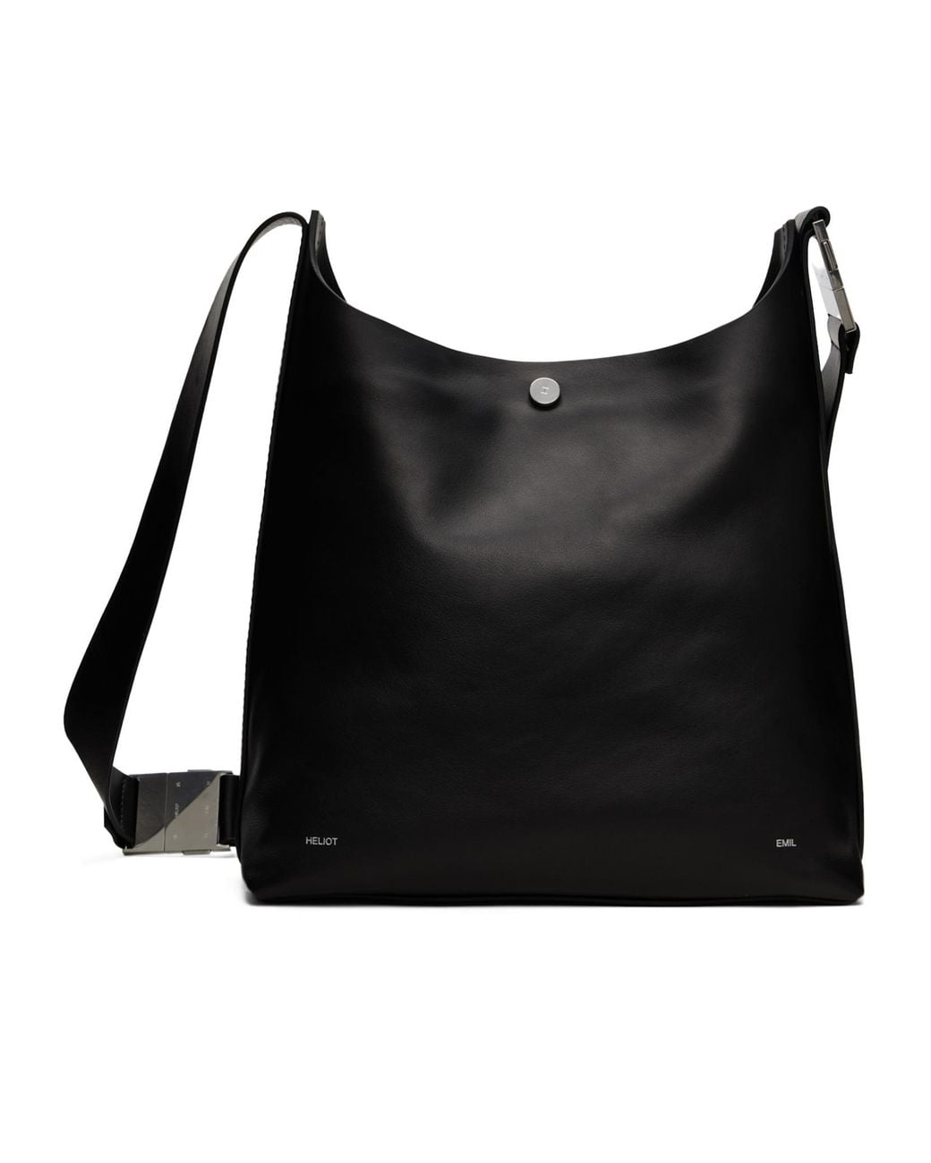 HELIOT EMIL Black Mantica Snap-Button Shoulder Bag for men