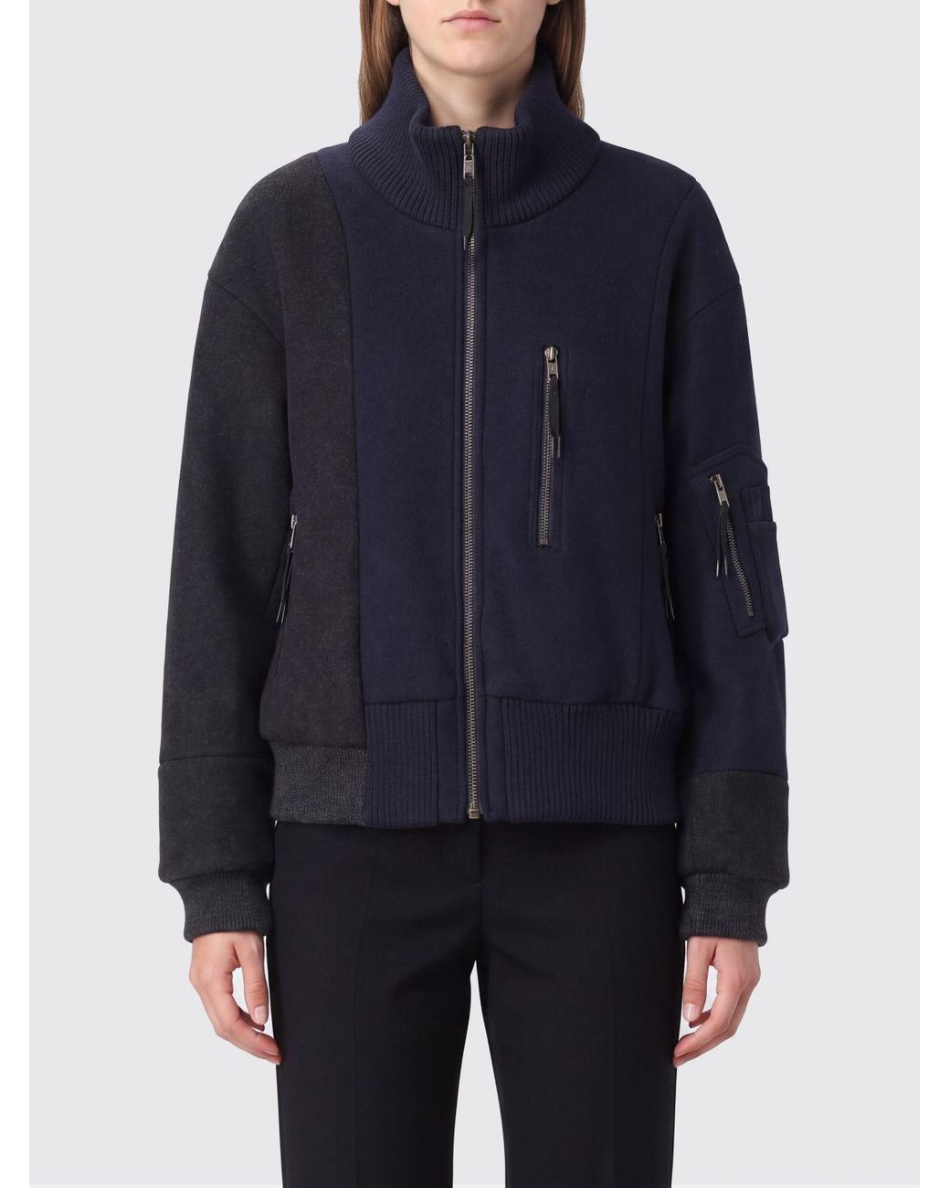 Maison Margiela Blue Spliced Two-Tone Bomber Jacket