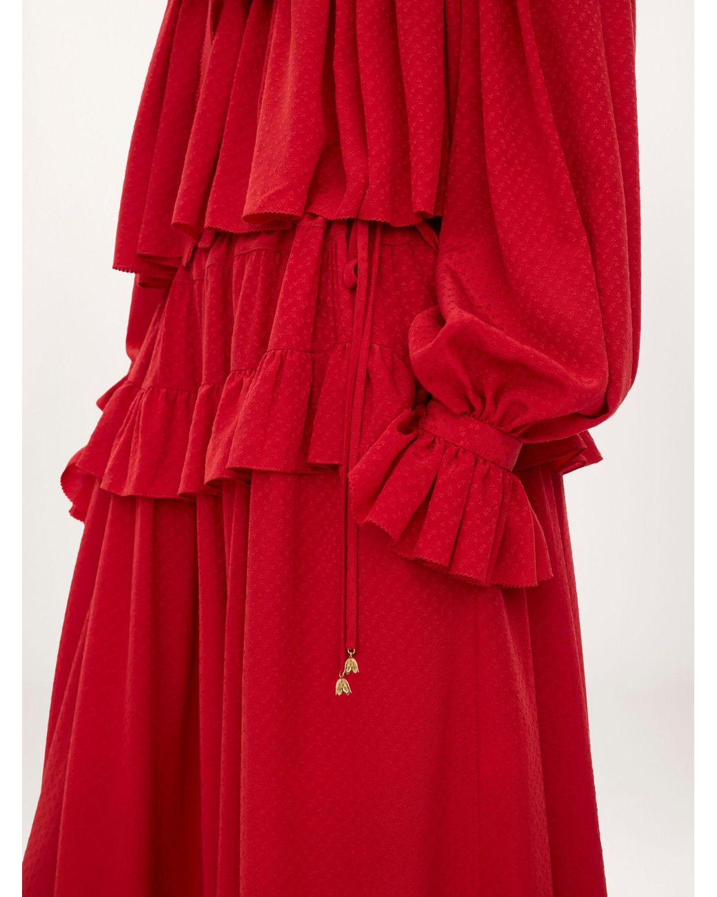 Chloé Red Chloé Fluid Ruffle Detailed Pants