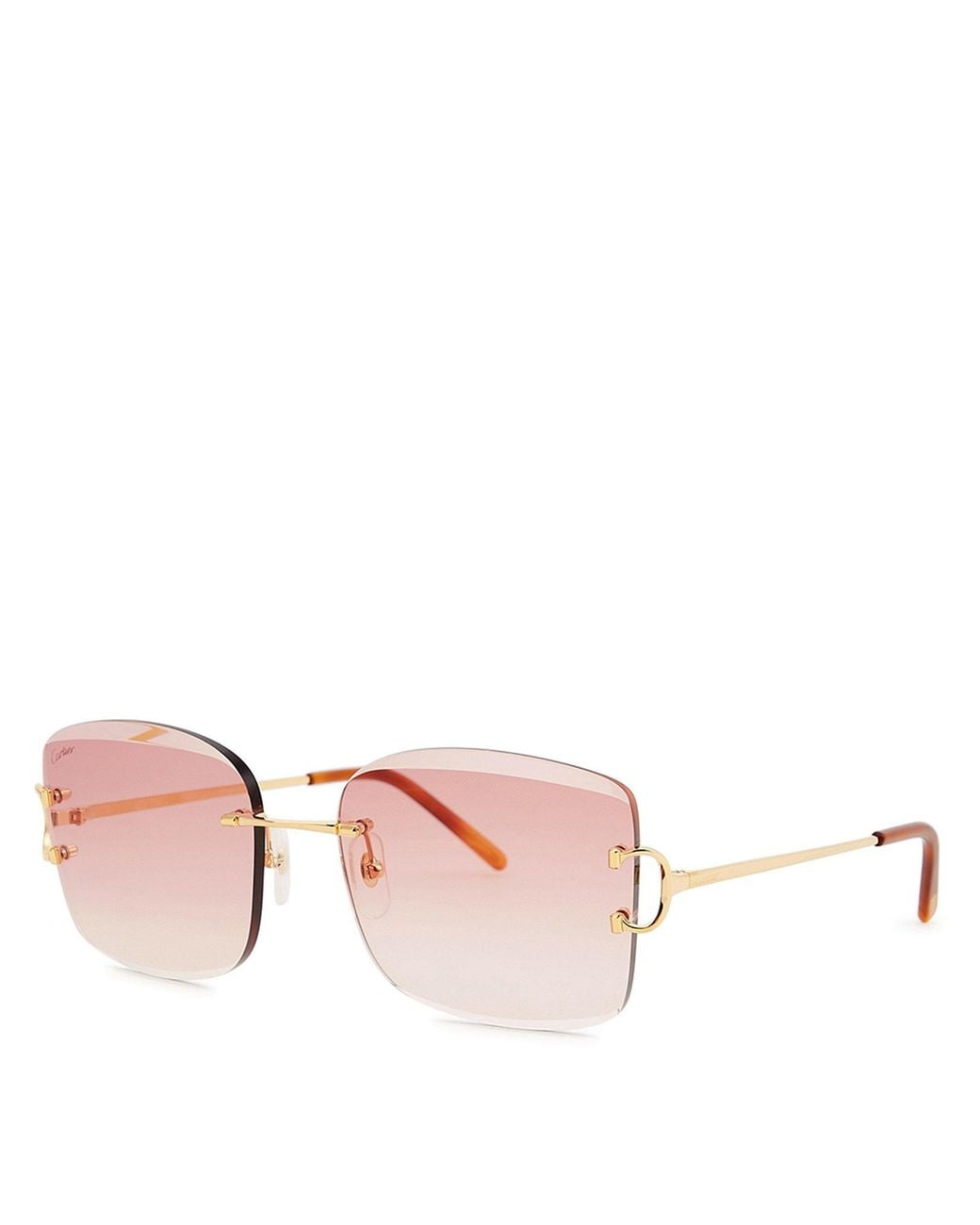 Cartier Pink Rimless Rectangular Sunglasses for men