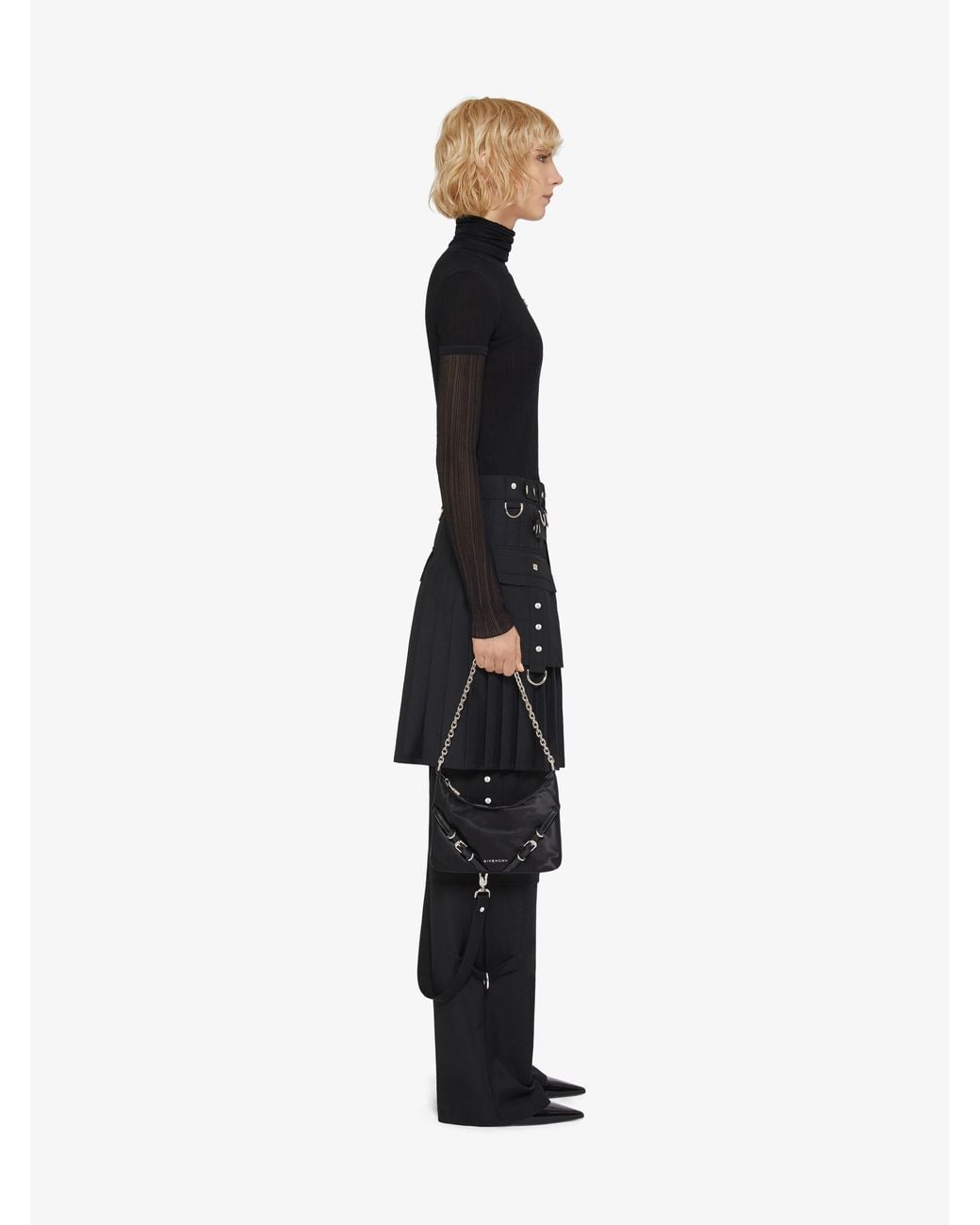 Givenchy Black High-Waisted Pleated Kilt Skirt
