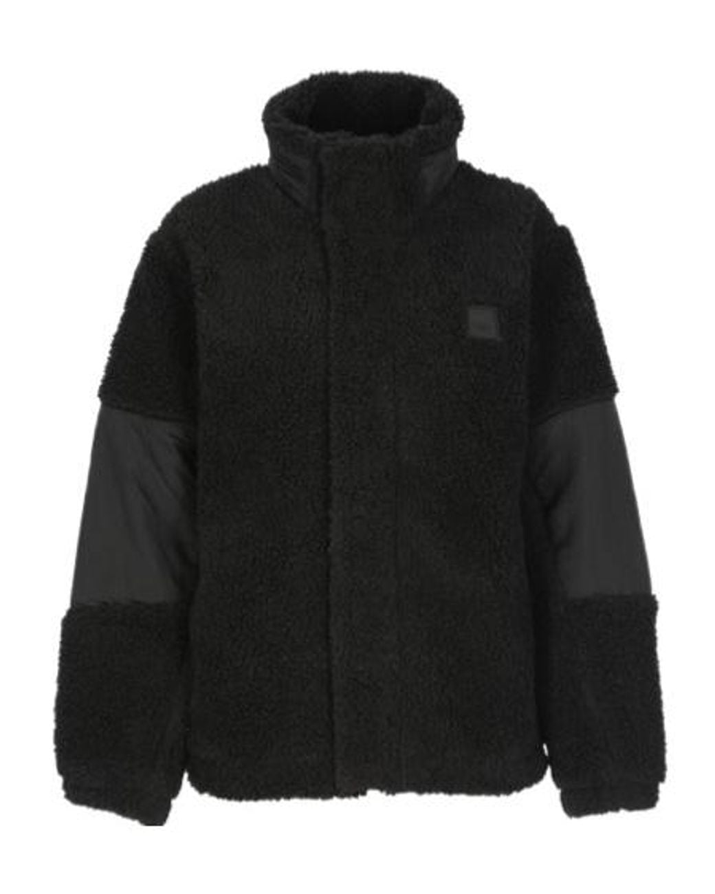 Rains Black Logo Detailed High Neck Jacket