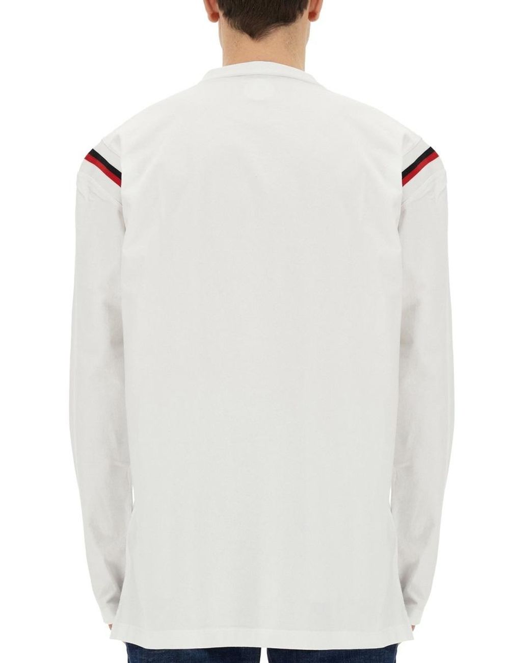 DSquared² White Stripe-Detail Long-Sleeve T-Shirt for men