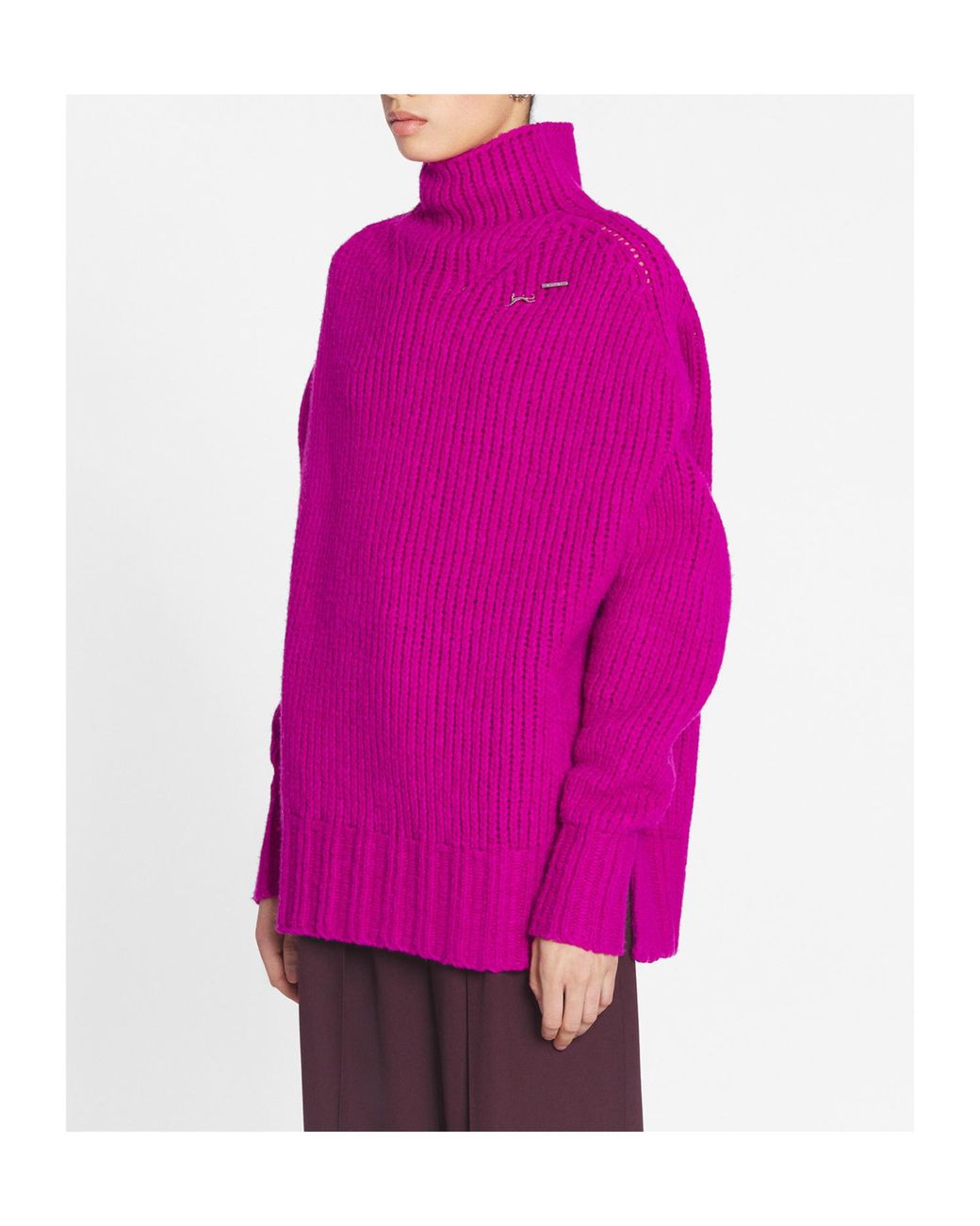 Lanvin Pink Logo-Plaque Knitted Jumper