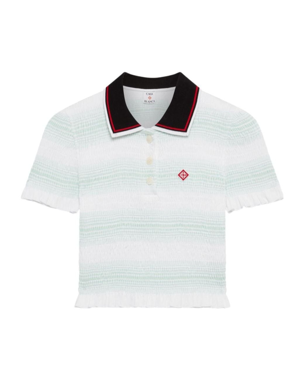 Casablanca White Striped Smocked-Detail Top