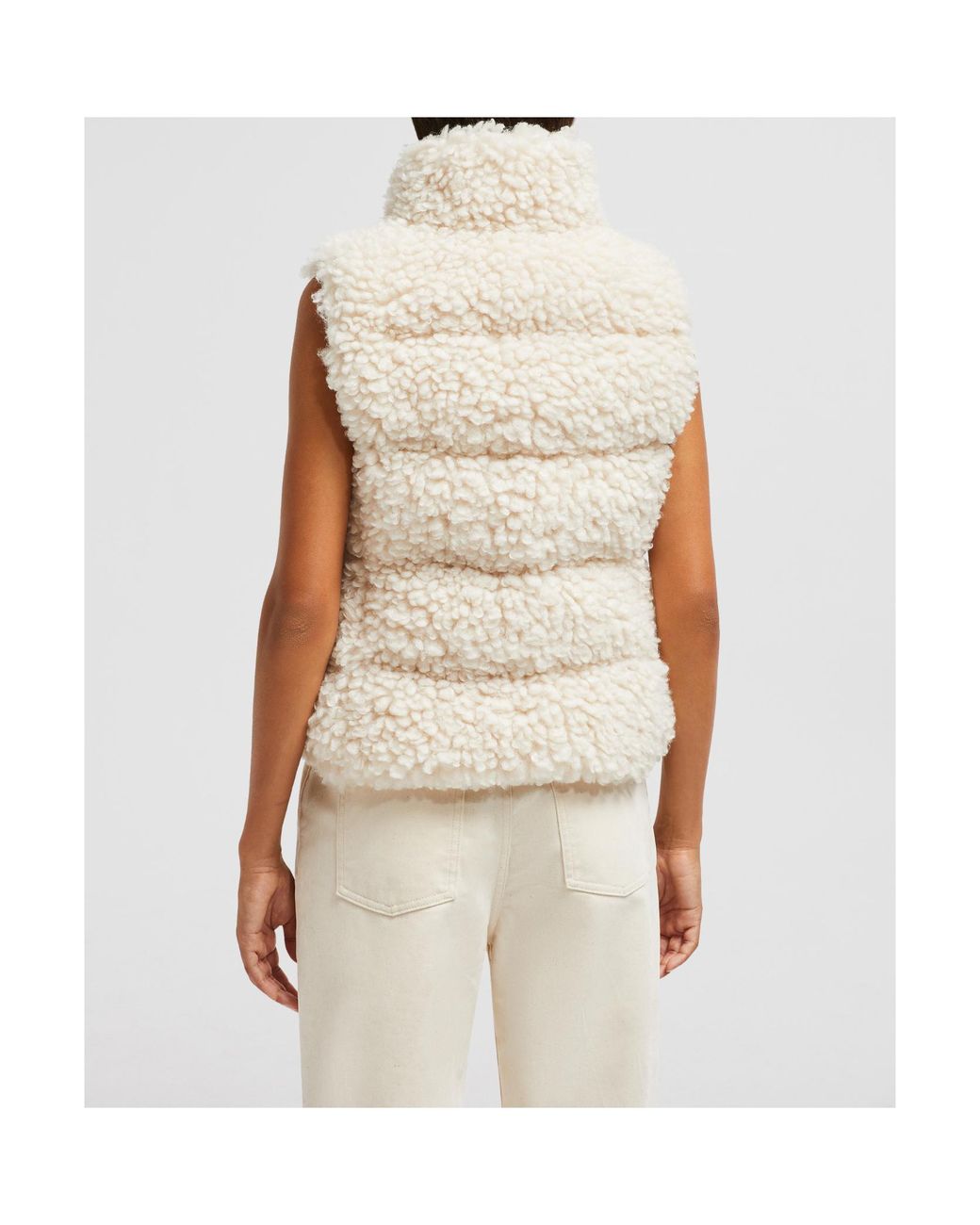 Moncler White Wourl Teddy Zip-Up Vest