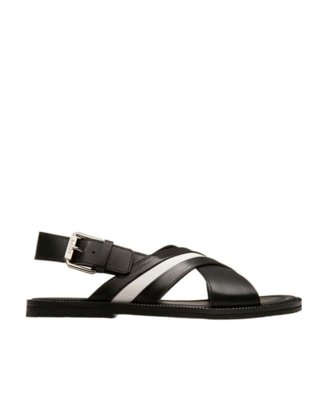 Bally Black Jamilo Crossover-Straps Leather Sandals for men