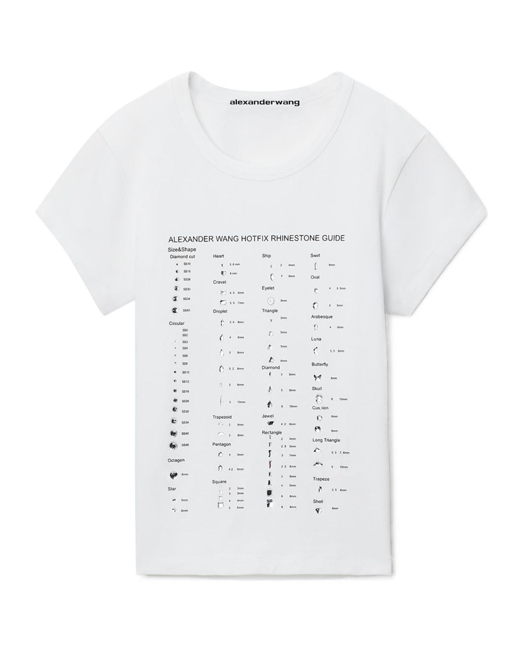 Alexander Wang White Fitted Ss T-Shirt W/ Hotfix Card Graphic