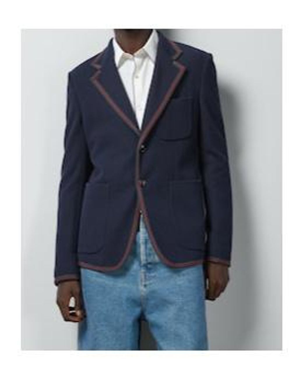 Gucci Blue Web Detailed Jersey Jacket for men