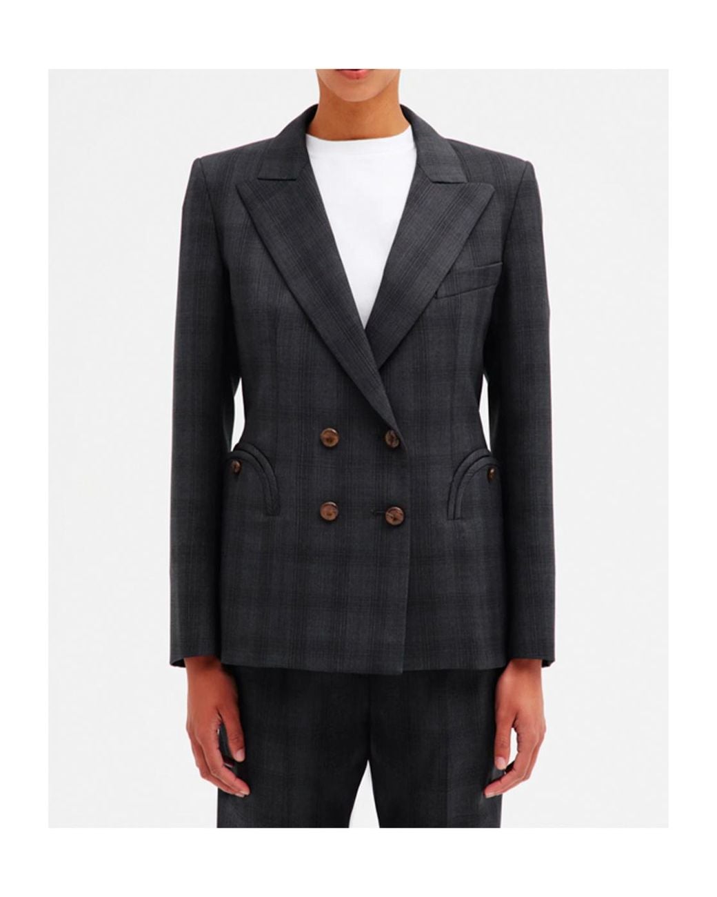 Blazé Milano Black Charmer Double-Breasted Checked Blazer