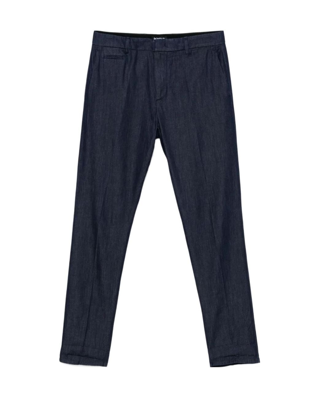 Dondup Blue Cuffed Slim Fit Pants for men