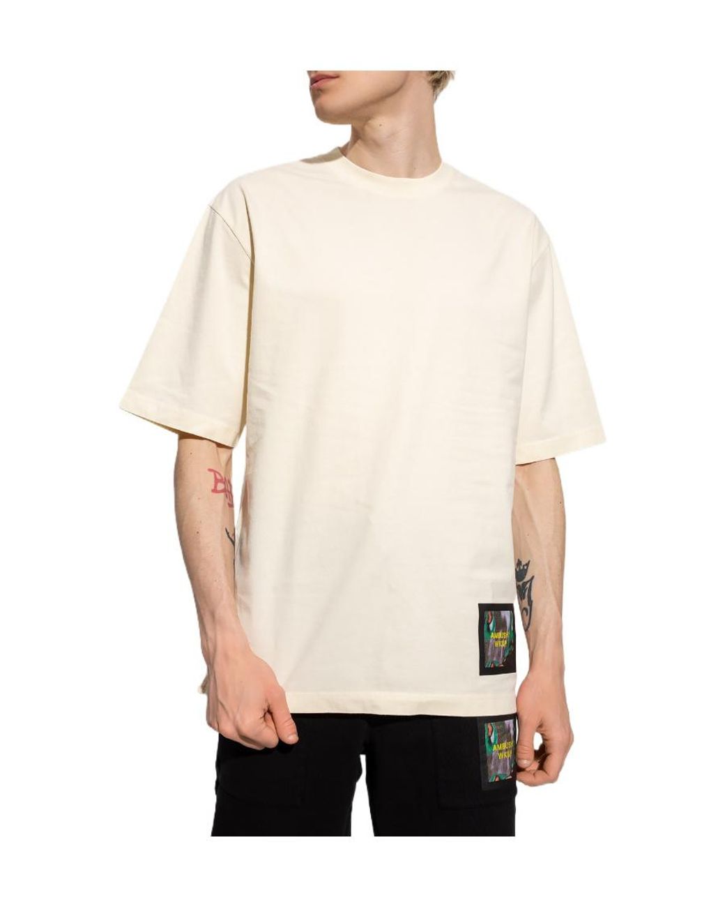 Ambush White Logo Patch Crewneck T-Shirt for men