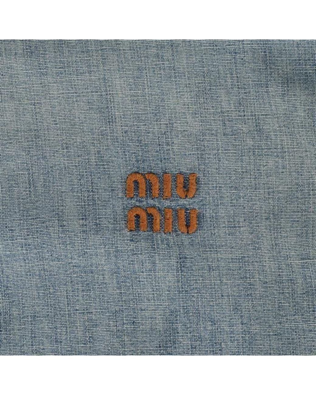 Miu Miu Blue Logo-Detailed Zipped Denim Jacket