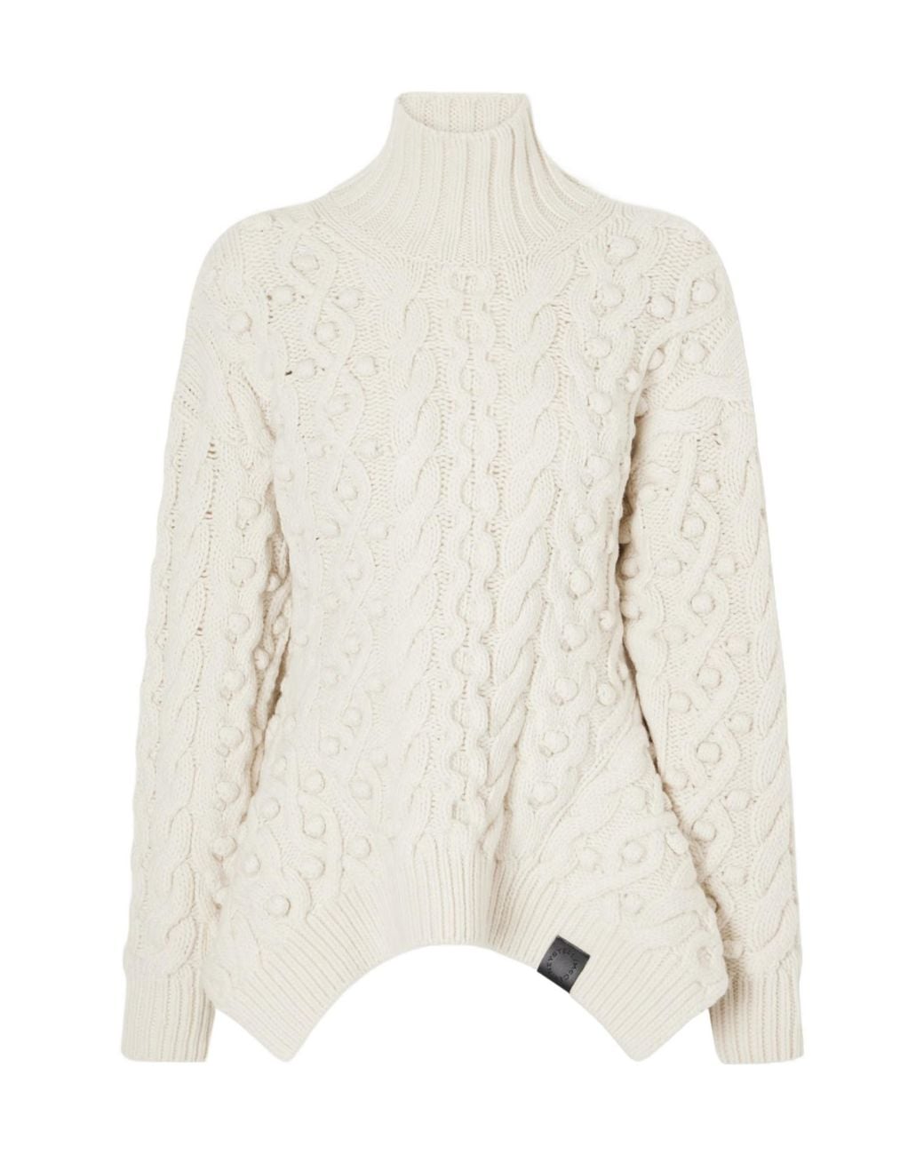 Stella McCartney White Bobble Cable-Knit Wool Turtleneck Sweater