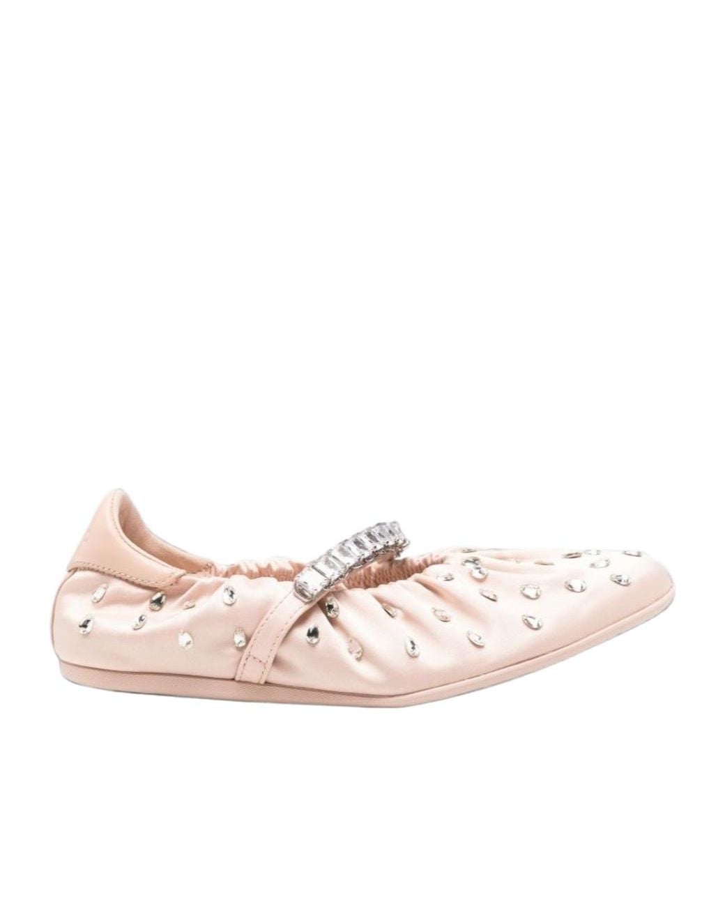 Jimmy Choo Pink Jade Embellished Ballet Flats