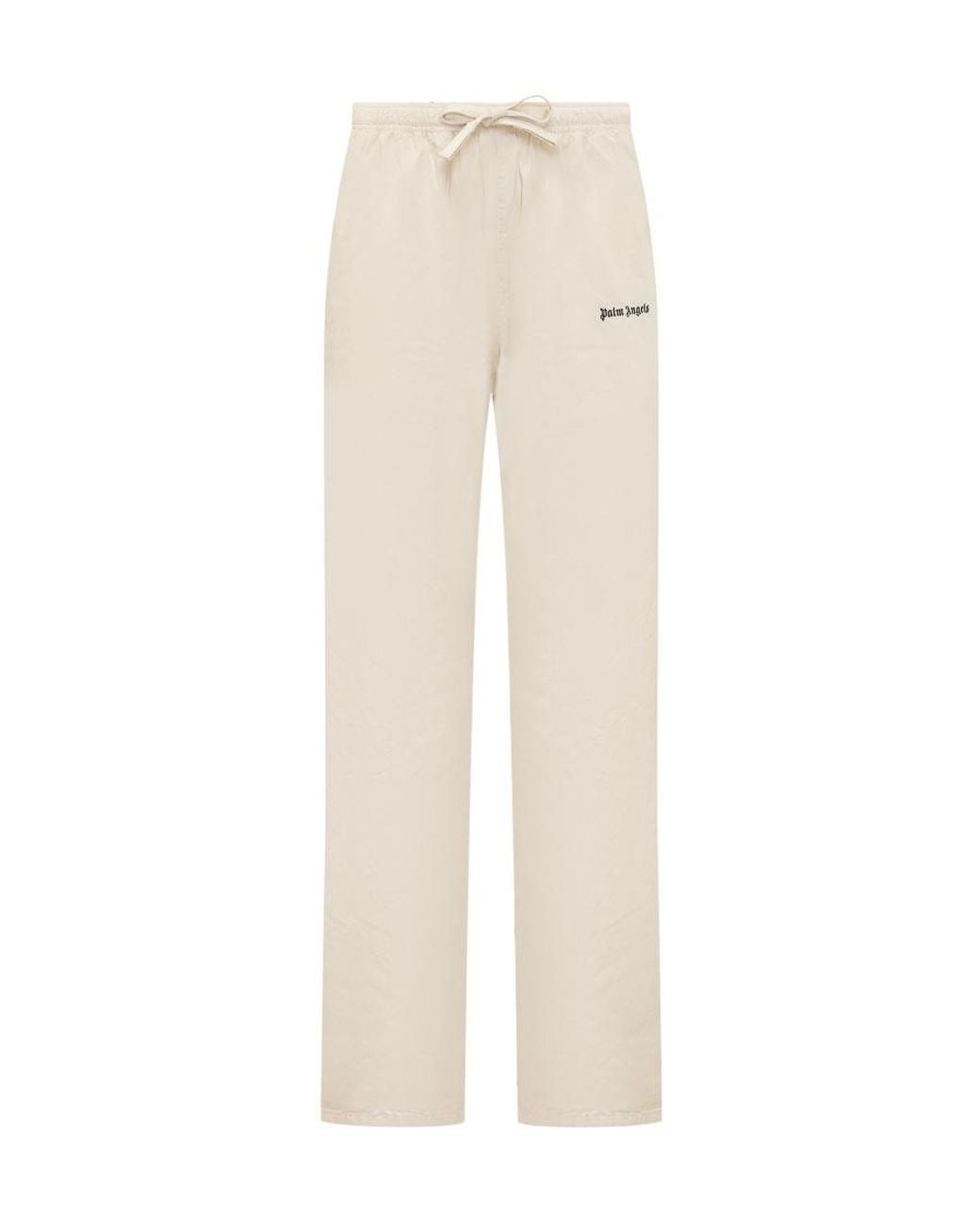 Palm Angels White Logo Embroidered Drawstring Trousers for men