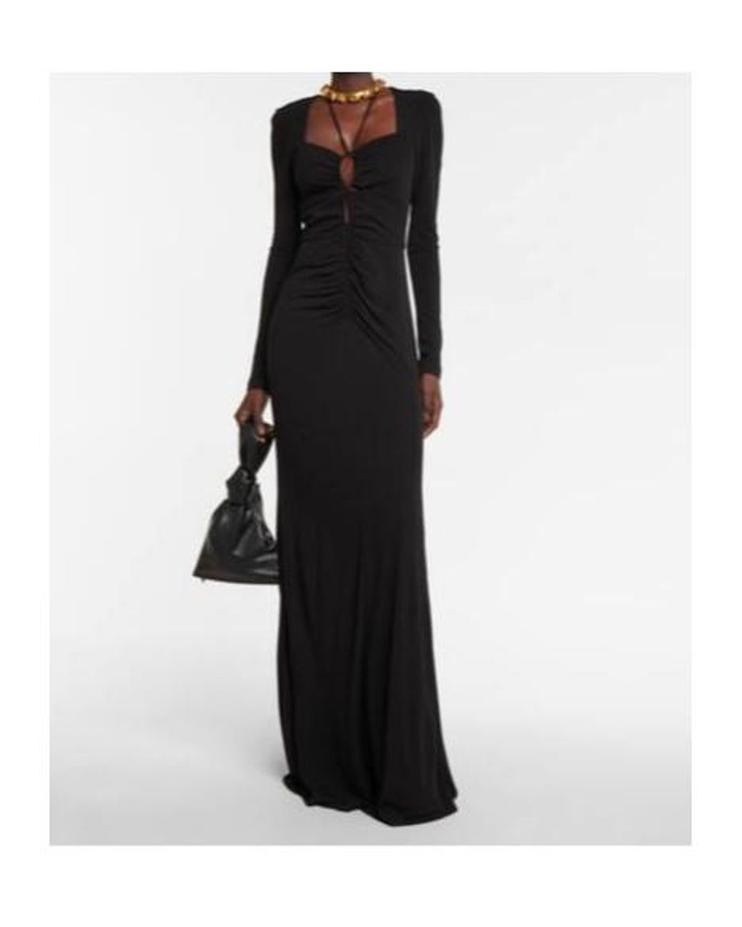 Rebecca Vallance Black Riccardo Cutout Ruched Jersey Gown