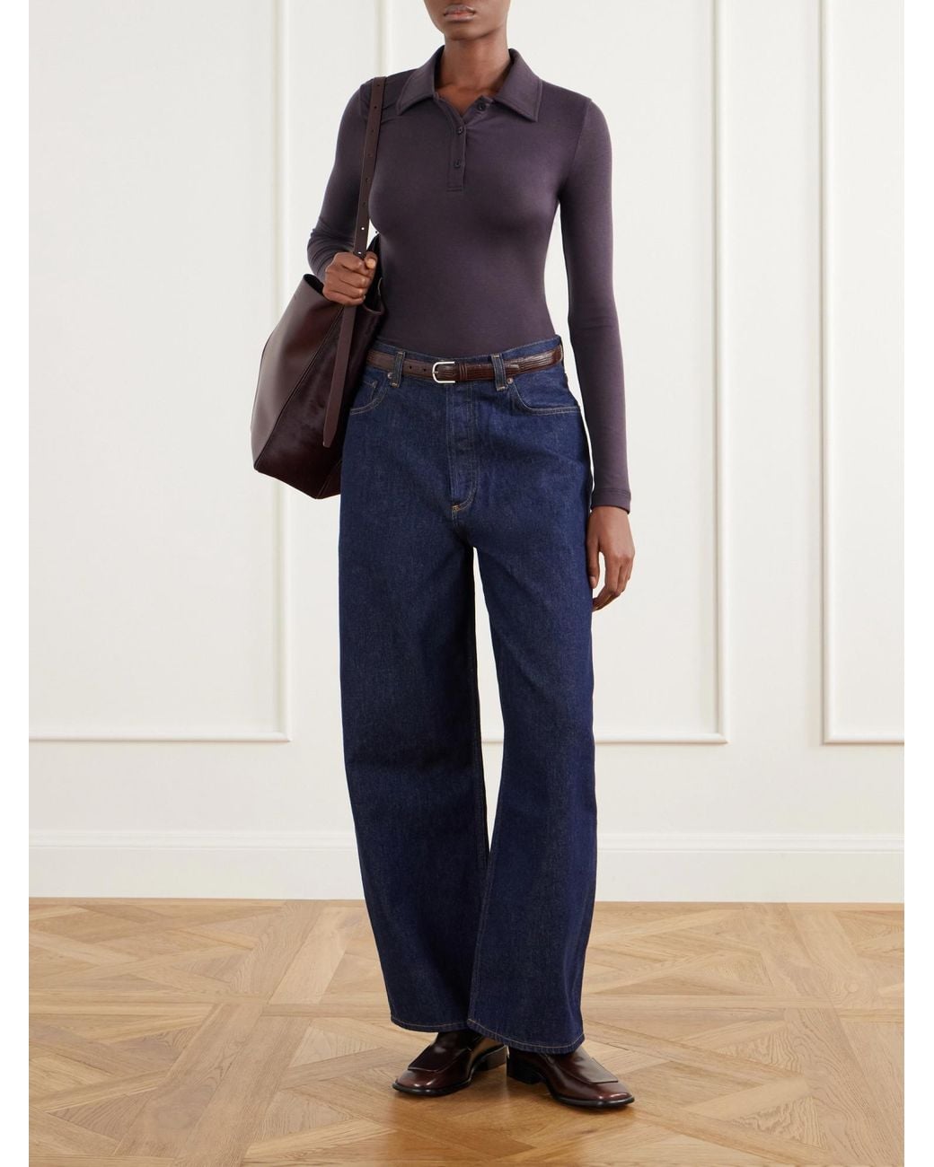 Agolde Blue Stretch-Lyocell Polo Shirt