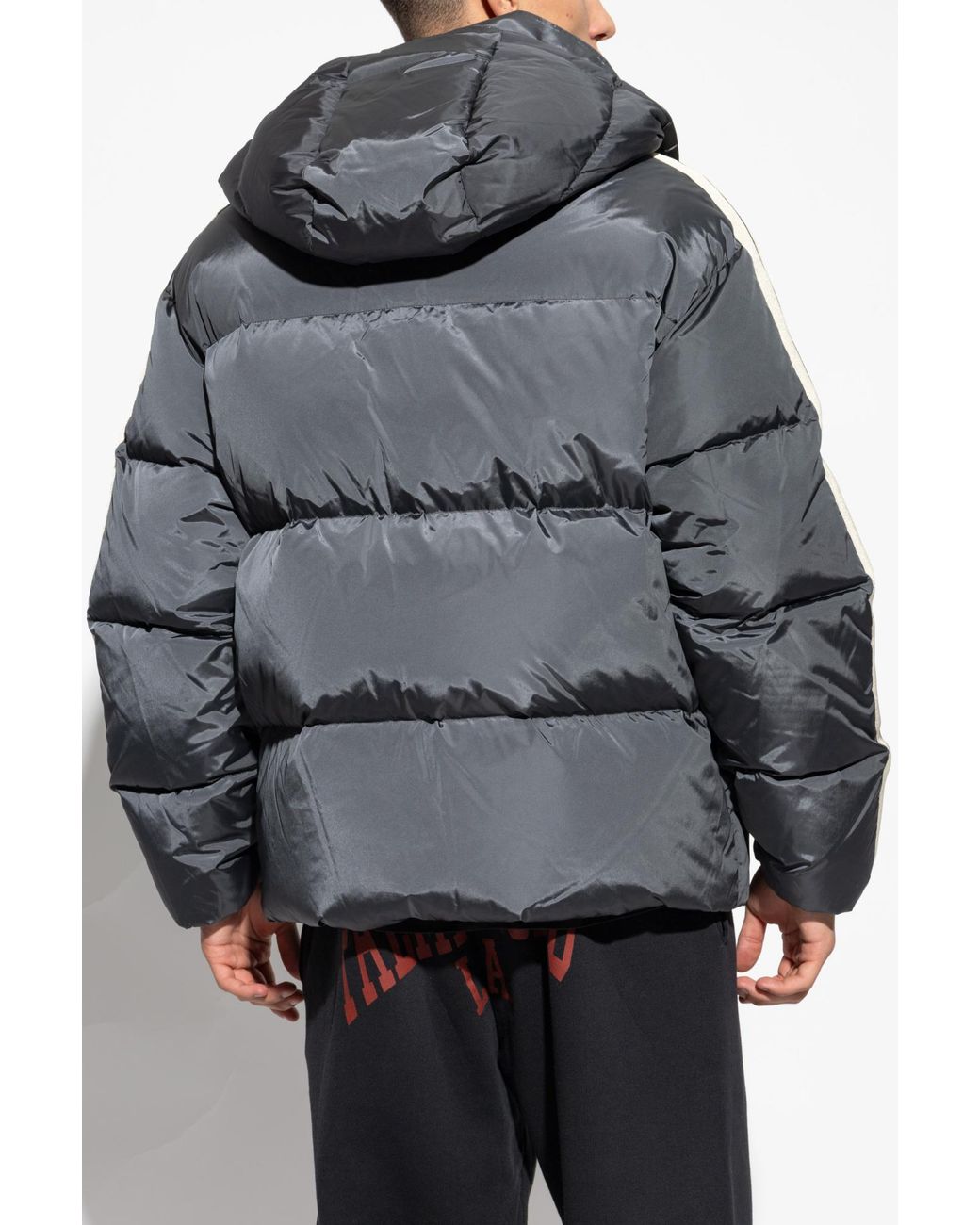 Palm Angels Gray Logo Embroidered Padded Track Jacket for men