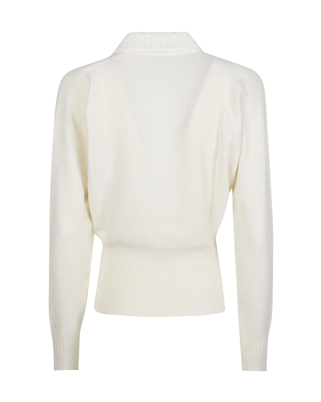 ERMANNO FIRENZE White Button-Up Long-Sleeve Sweater