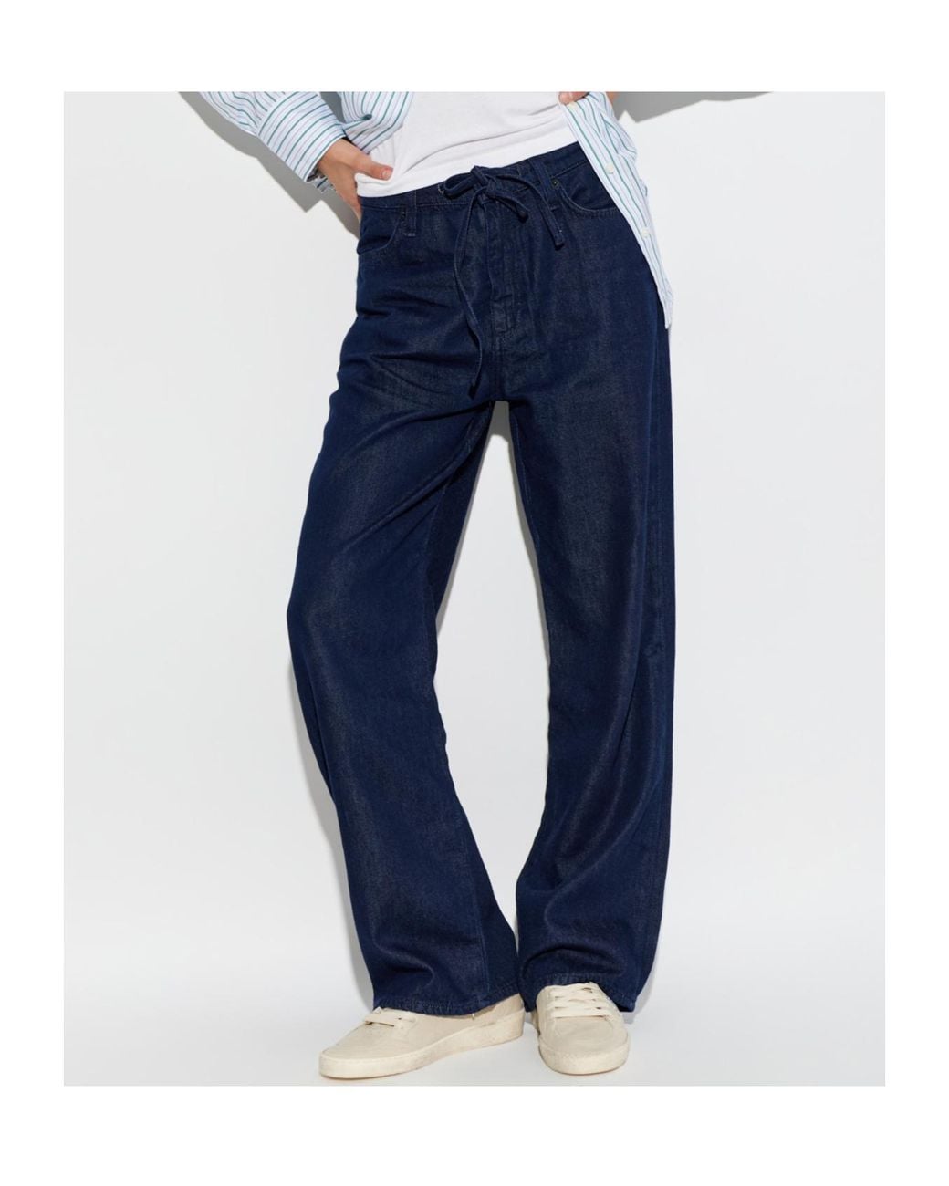 Rag & Bone Blue Drawstring Wide-Leg Jeans