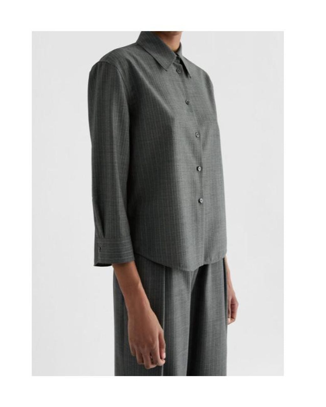 Jil Sander Gray Shirt 158 Pinstripe Shirt