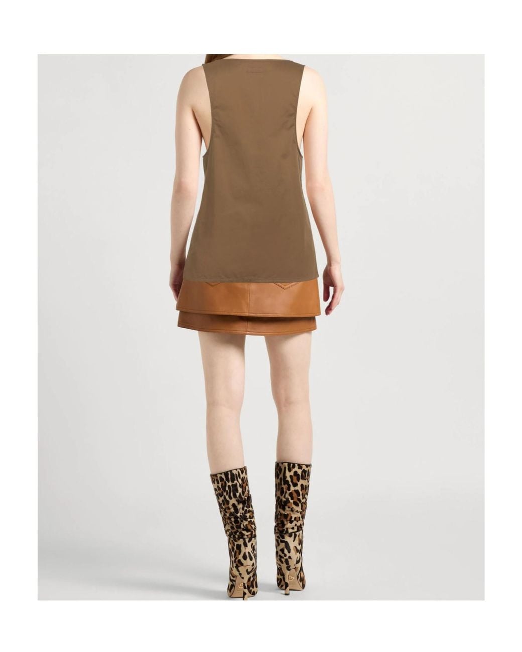 Saint Laurent Brown Solid Color Sleeveless Top