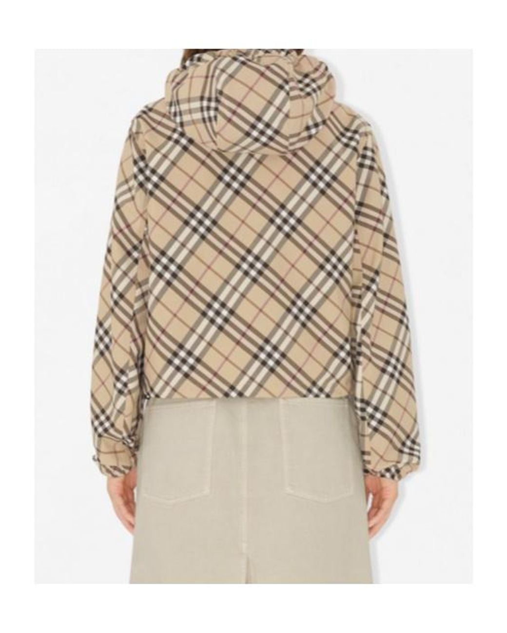 Burberry Metallic Checked Hooded Zip-Up Jacket