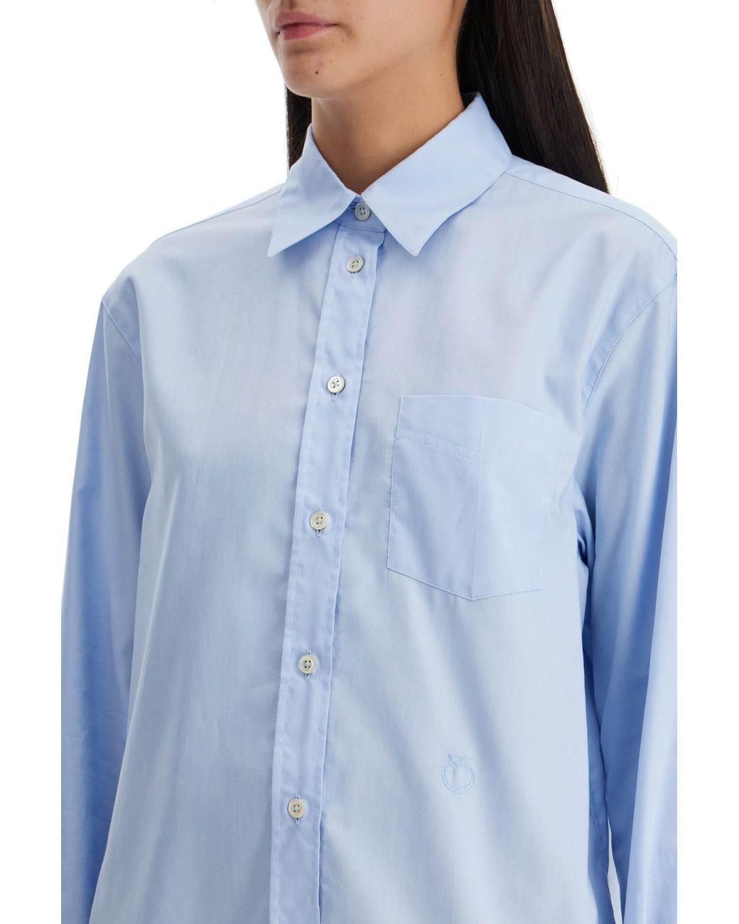 Pinko Blue Love Birds Embroidered Oxford Shirt