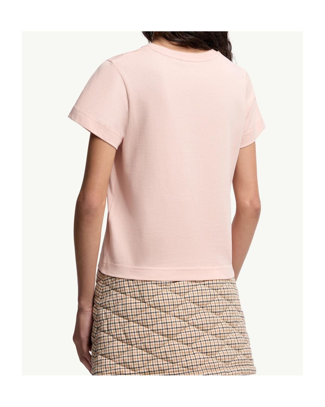 Moncler Pink Embroidered Heart Logo Cotton T-Shirt