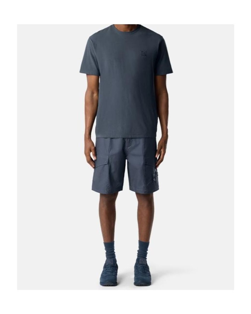 Stone Island Blue Logo Patch Crewneck T-Shirt for men