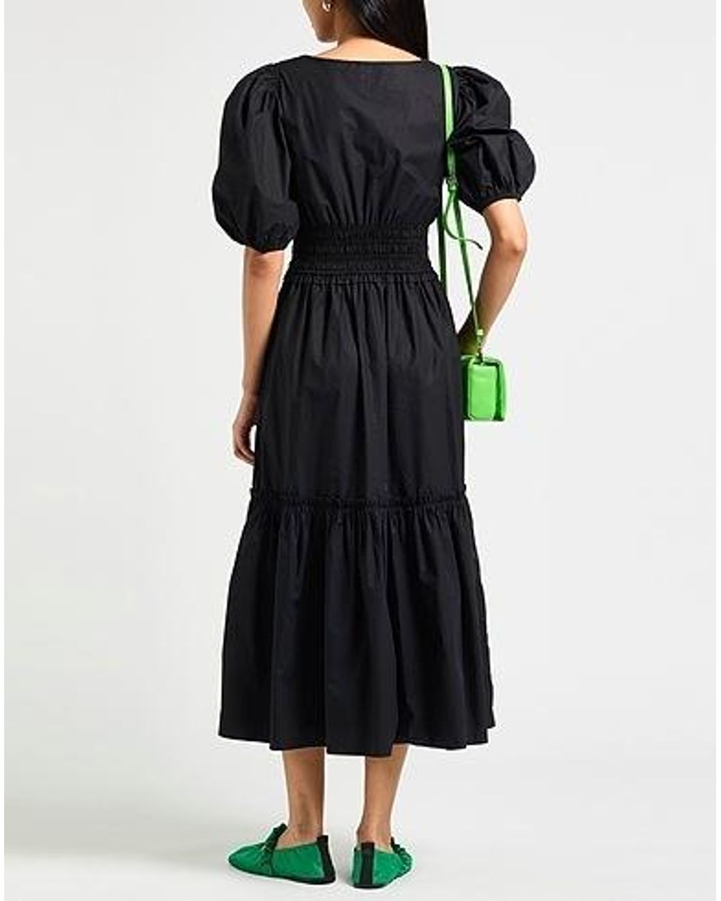Ganni Black Solid-Color Flared Skirt