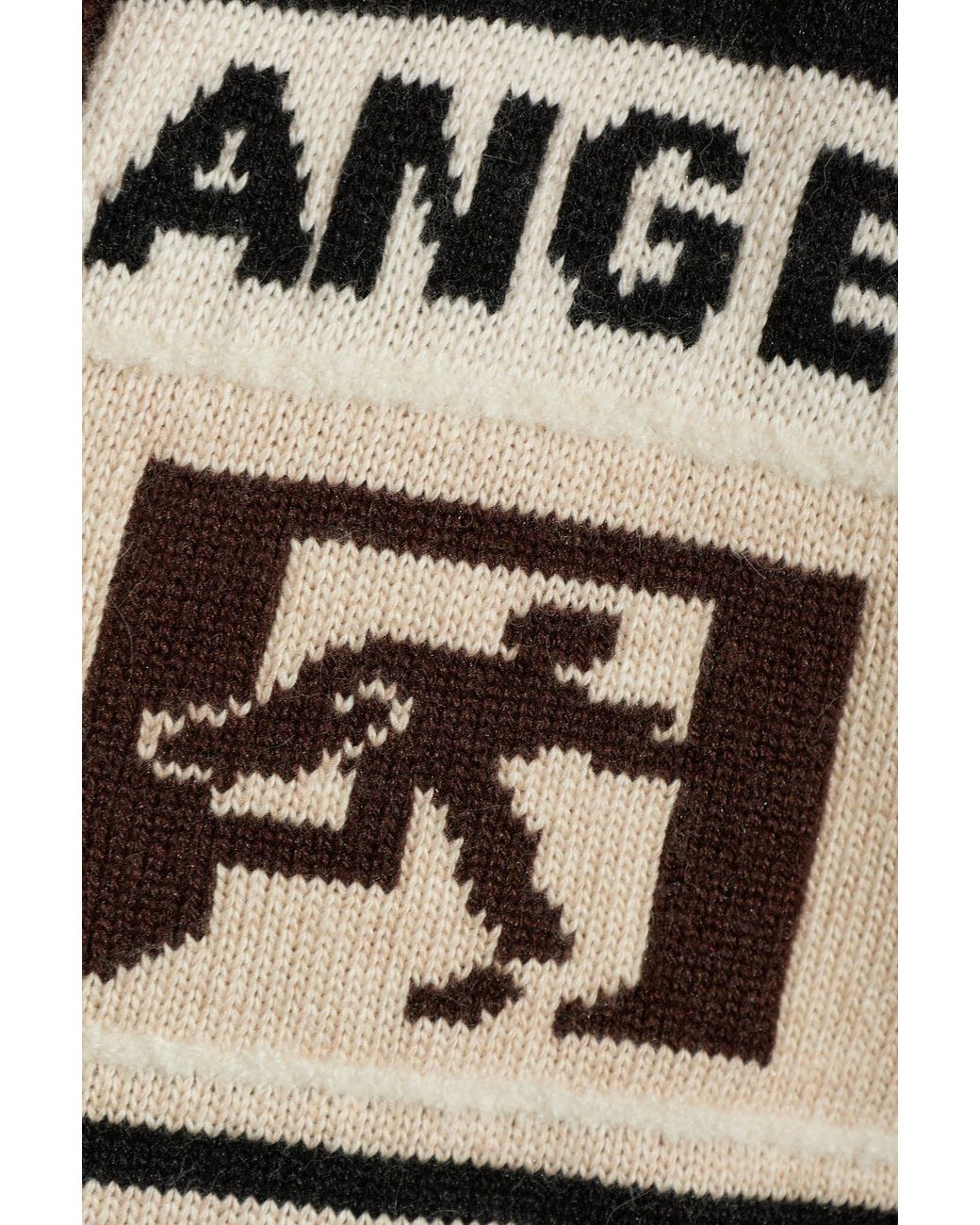 Palm Angels Black Palm Shadow Jacquard Wool-Blend Loose Knit Hoodie for men